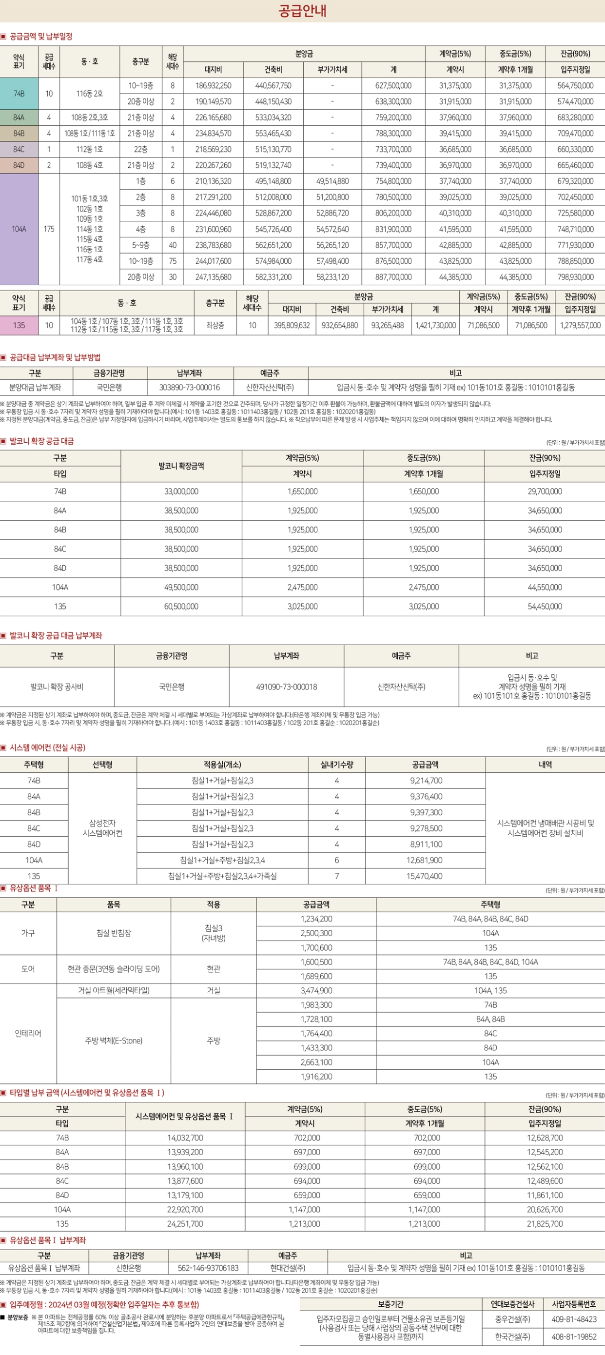 신용힐스테이트 단지내 상가 분양가